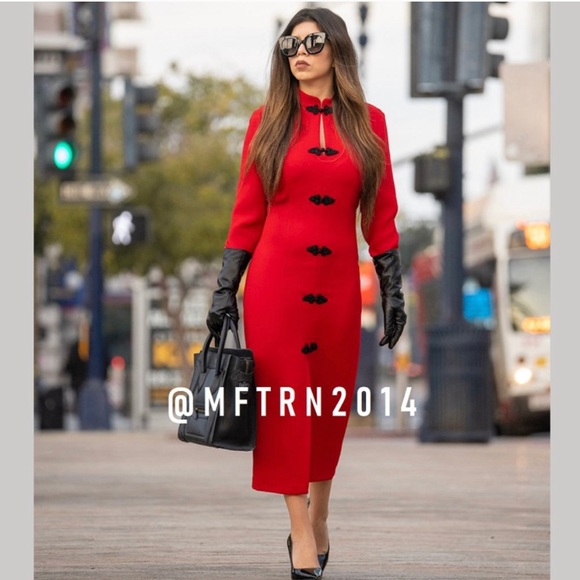 ZARA RED TOGGLE DRESS - Picture 2 of 12